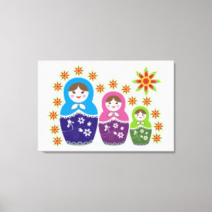 Matryoshka Russian dolls & sunflowers custom Canvas Print