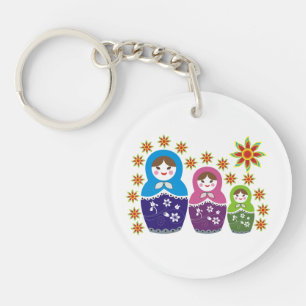 Matryoshka Russian dolls & sunflowers custom Key Ring