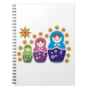 Matryoshka Russian dolls & sunflowers custom Notebook
