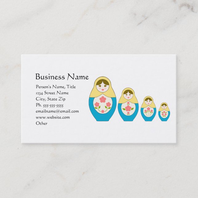 Matryoshka Russian Nesting Dolls Business Card (Front)