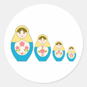 Matryoshka Russian Nesting Dolls Classic Round Sticker