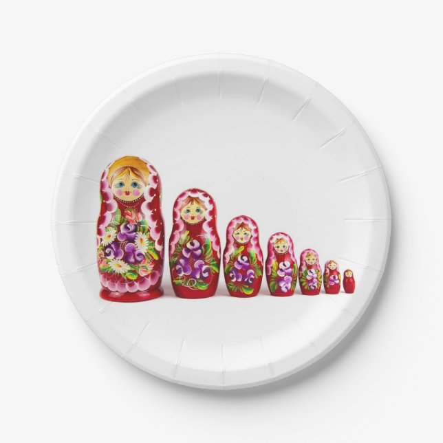 Matryoshka Wooden Culture Symbol - Russian Paper Plate (Front)