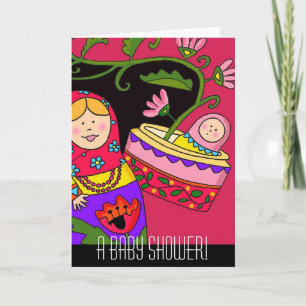 Matryoshka's Baby Shower Ukrainian Folk Art Invitation