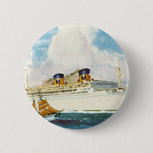 Matson Liner to Hawaii 6 Cm Round Badge (Front)