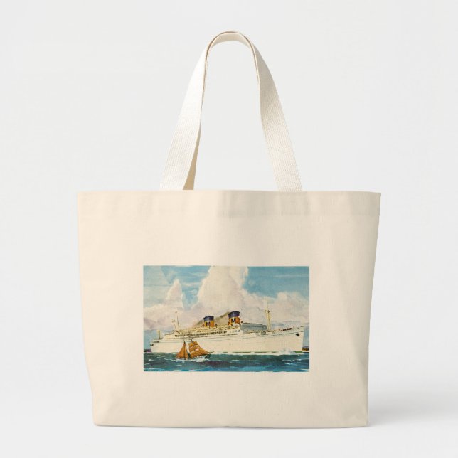 Matson Liner to Hawaii Large Tote Bag (Front)
