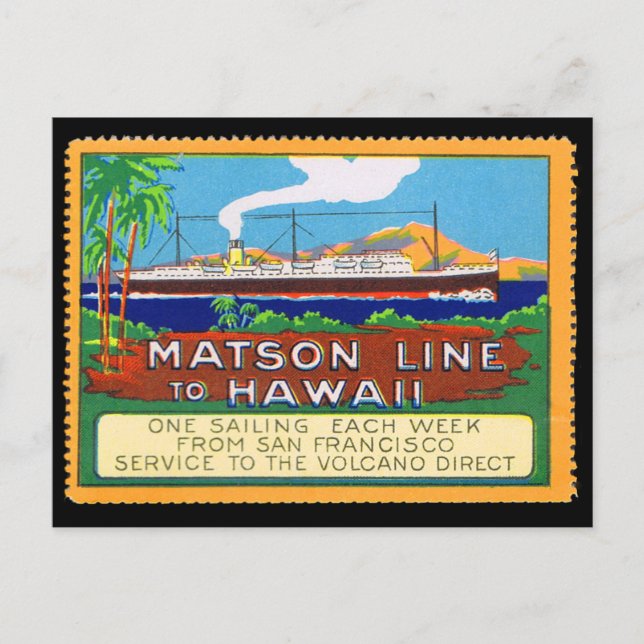 Matson Lines Poster Stamp circa 1915 Postcard (Front)