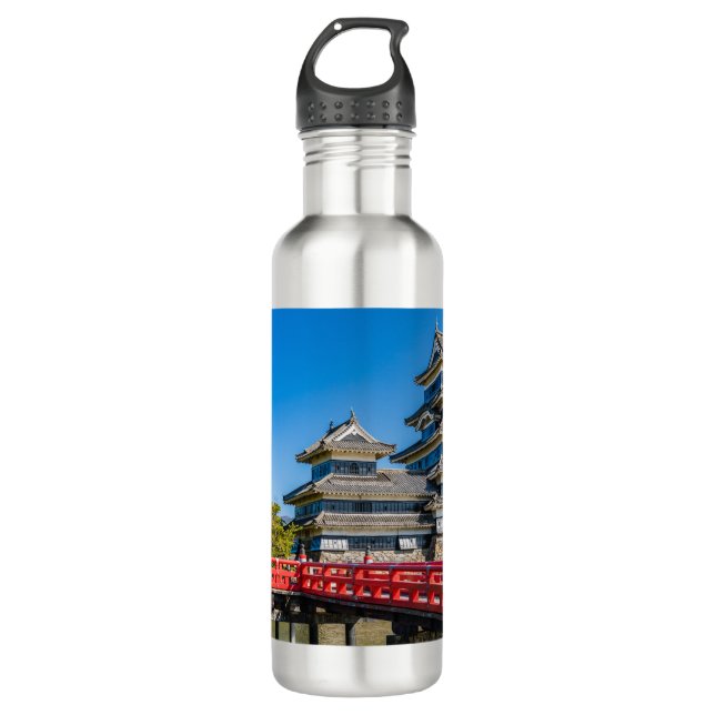 Matsumoto castle and bridge 710 ml water bottle (Front)