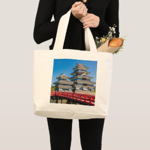 Matsumoto castle and bridge large tote bag
