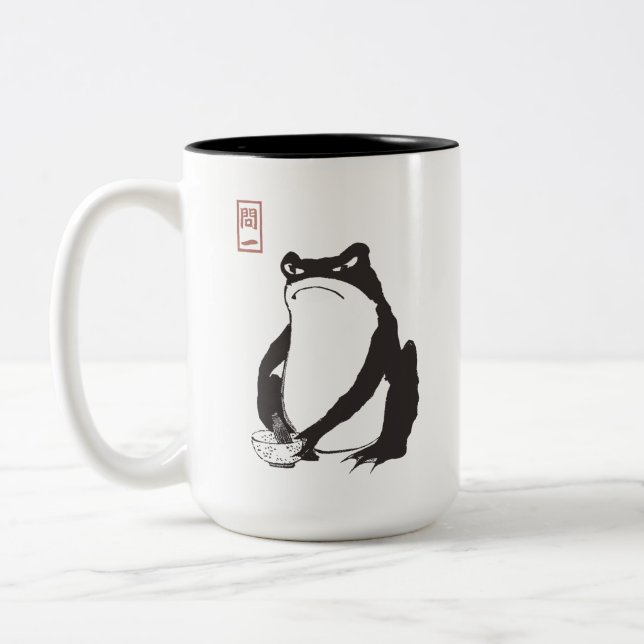 Matsumoto Hoji Frog Sad Melancholy Japanese Artist Two-Tone Coffee Mug (Left)