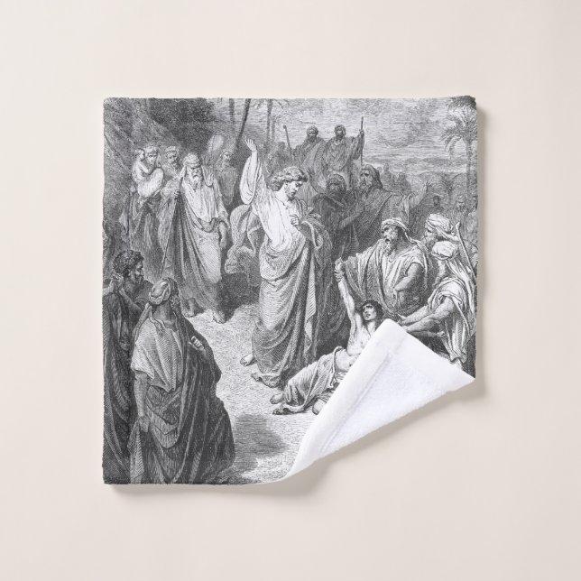  Matt 17 Jesus Heals the Epilectic Demoniac Bath Towel Set (Wash Cloth)