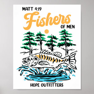Matt 419 Fishers Of Men Christian Fishing Fathers Poster