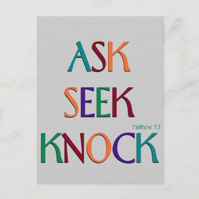 Matt 7:7 customisable template postcard (Front)