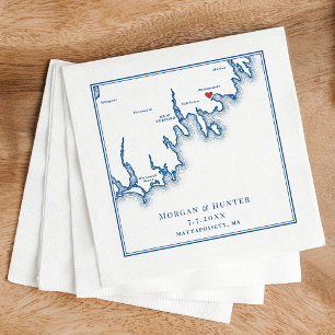 Mattapoisett MA Elegant Navy Blue Wedding Napkin