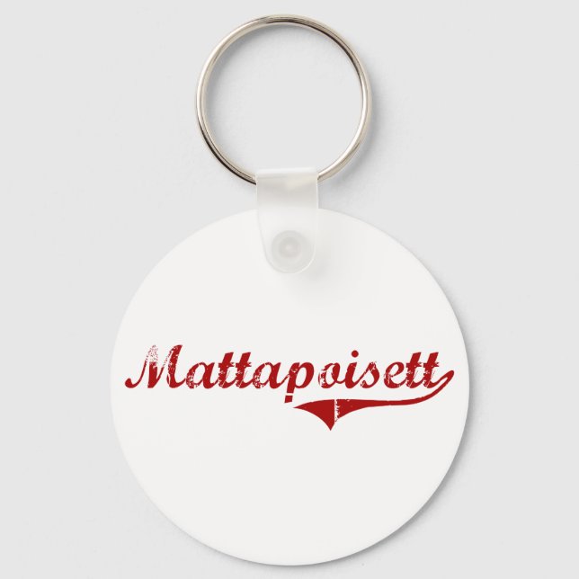 Mattapoisett Massachusetts Classic Design Key Ring (Front)