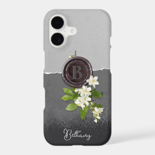 Matte Black Faux Wax Seal Monogram Floral