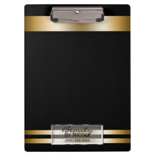 Matte Black Gold Shine Elegant Glam Personalised Clipboard