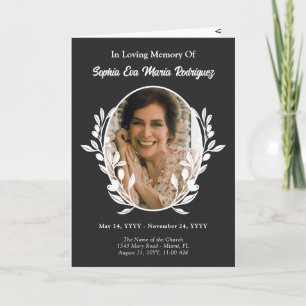 Matte Black Greenery Frame Photo In Loving Memory Programme