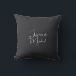 Matte Black Handwriting Couple Names Wedding Cushion<br><div class="desc">You Can Easily Change the Fonts,  Background Image and Colour,  Letter Characters.</div>