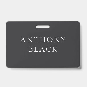 Matte Black Minimalist Plain Elegant Classical ID Badge