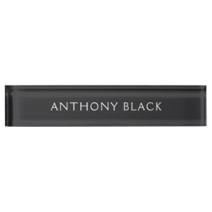 Matte Black Minimalist Plain Elegant Modern Nameplate