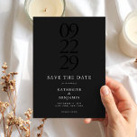 Matte Black Modern Minimalist Wedding Save The Date<br><div class="desc">Personalise your wedding save the date cards with this editable template. Features minimal elegant typography design in matte black colour.</div>