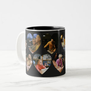 Matte Black Photo Collage Mug with Heart Frames