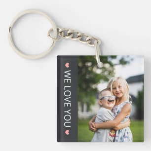 Matte Black & Pink We Love You Photo Key Ring