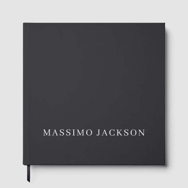 Matte Black Professional Plain Modern Elegant Guest Book (Front)