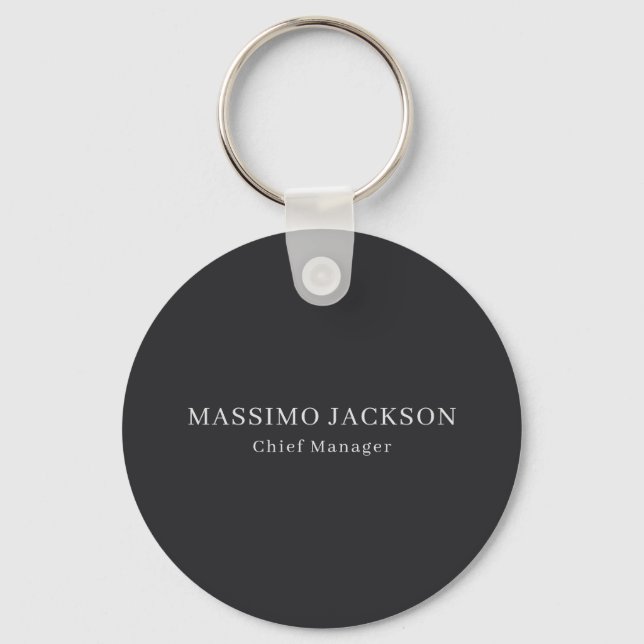 Matte Black Professional Plain Modern Elegant Key Ring (Front)