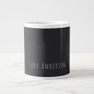 Matte Black Professional Plain Modern Elegant Name Large Coffee Mug