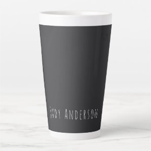 Matte Black Professional Plain Modern Elegant Name Latte Mug