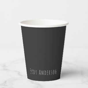 Matte Black Professional Plain Modern Elegant Name Paper Cups