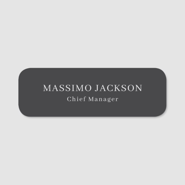 Matte Black Professional Plain Modern Elegant Name Tag (Front)
