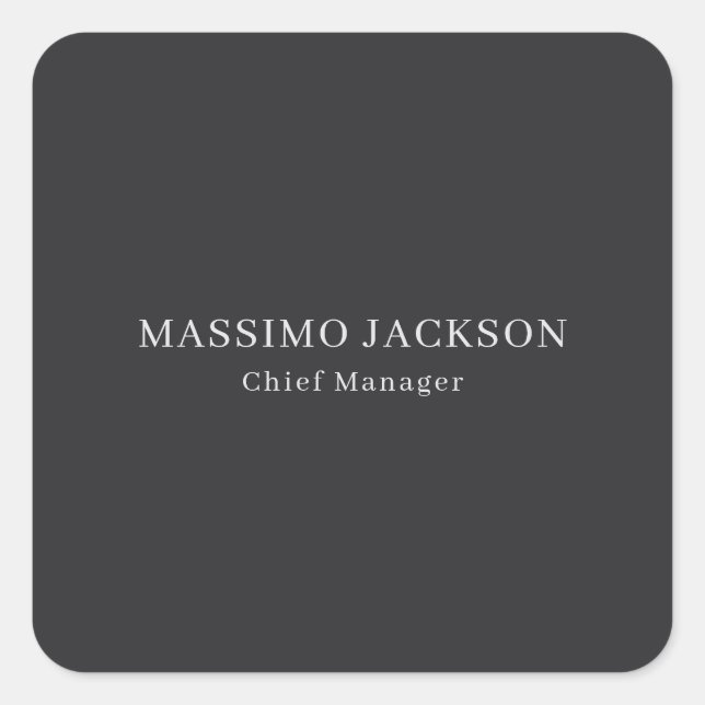 Matte Black Professional Plain Modern Elegant Square Sticker (Front)