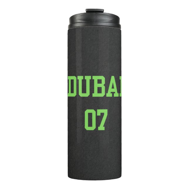 Matte Black Varsity Dubai 07 Thermal Tumbler (Front)