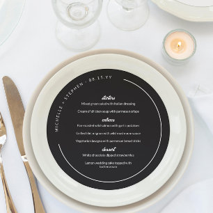 Matte Black White Curved Names Round Menu