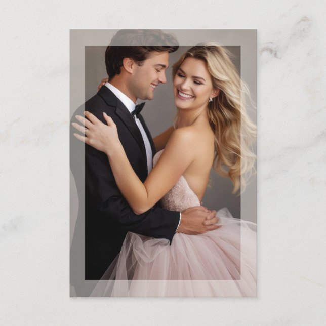 Matte frame photo wedding golden beige enclosure card (Front)