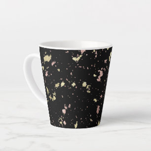 Matte Gold and Rose Gold Flakes Black Latte Mug