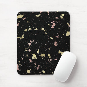 Matte Gold and Rose Gold Flakes Black Mouse Mat