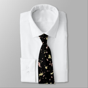Matte Gold and Rose Gold Flakes Black Tie