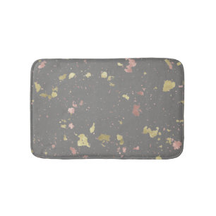 Matte Gold and Rose Gold Flakes Dark Warm Grey Bath Mat