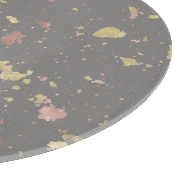 Matte Gold and Rose Gold Flakes Dark Warm Grey Cutting Board (Corner)