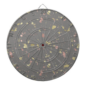 Matte Gold and Rose Gold Flakes Dark Warm Grey Dartboard