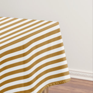 Matte Gold and White Stripe Tablecloth