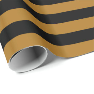 Matte Gold/Black Stripe Wrapping Paper
