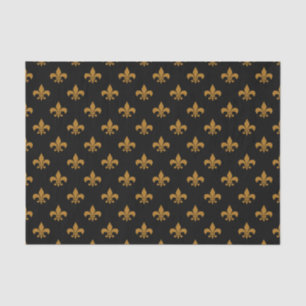 Matte Gold Fleur-de-lis on Black Tissue Paper