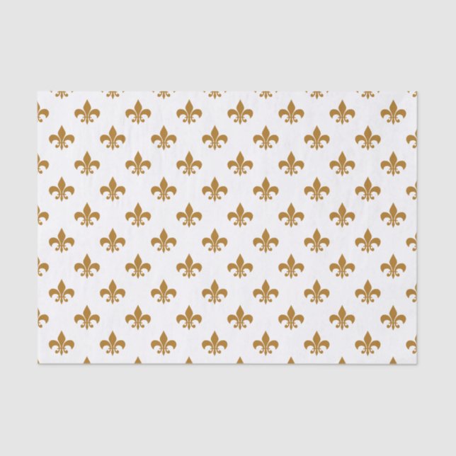 Matte Gold Fleur-de-lis on White Tissue Paper (Front)