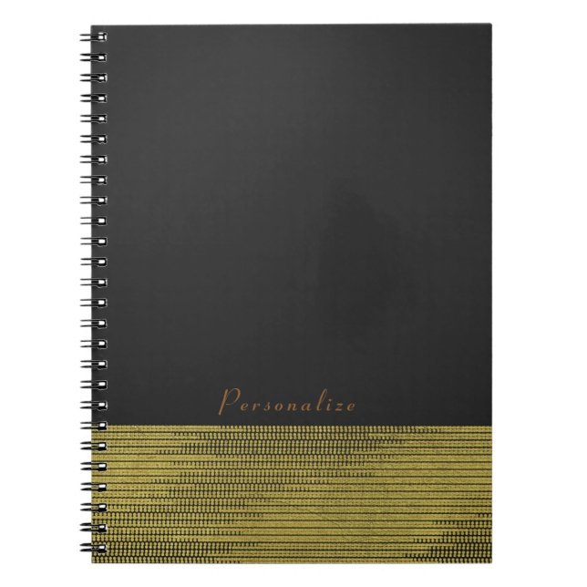 Matte Gold Modern Glam Sequins Chic Elegant Notebook (Front)