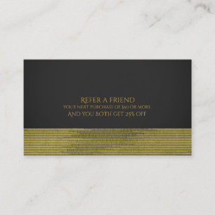 Matte Gold Modern Glam Sequins Chic Refer a Friend Referral Card