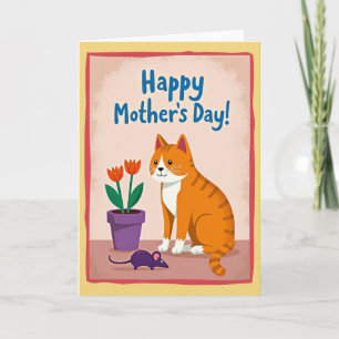 Matte Orange Cat Joyful Card